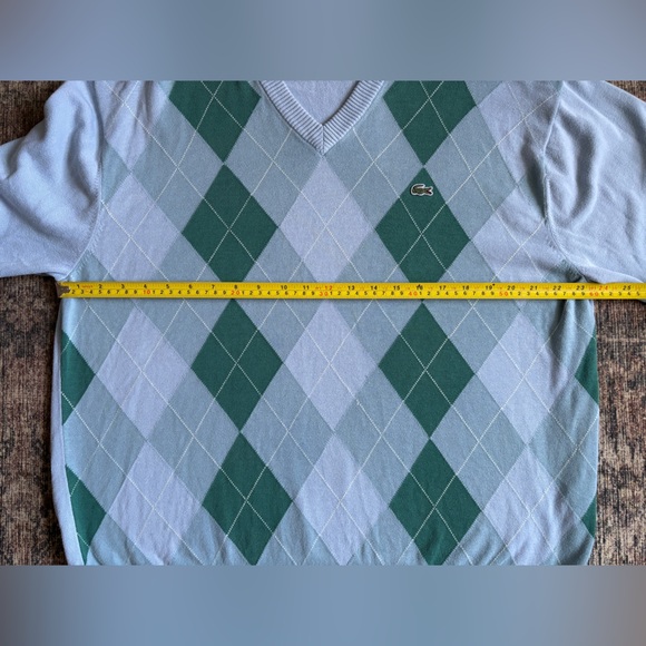 Lacoste Argyle Sweater in Light Blue and Green - Picture 3 of 10